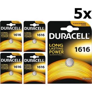 5 Stuks Duracell CR1616 lithium batterij