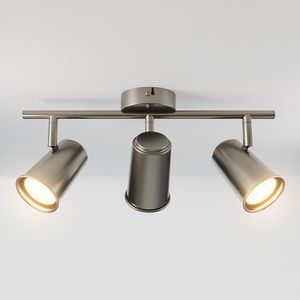 HOFTRONIC™ Riga LED Plafondlamp 3 spots RVS - Draaibaar en Dimbaar - 3 lichts - GU10 2700K warm wit - Plafondspot woonkamer en gang - Opbouwspot verlichting