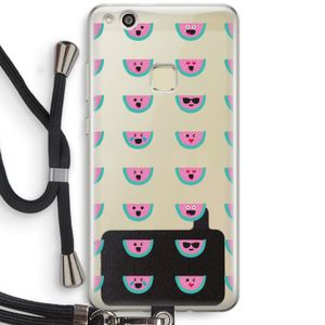 Smiley watermeloenprint: Huawei Ascend P10 Lite Transparant Hoesje met koord