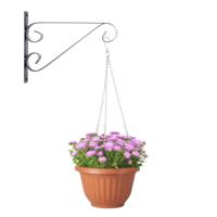 Hangpot + Muurhaak Imola - terracotta - D20 cm - kunststof - metaal - tuinaccessoires