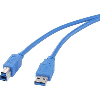 Renkforce USB-kabel USB 3.2 Gen1 USB-A stekker, USB-B stekker 0.50 m Blauw Vergulde steekcontacten RF-4260498