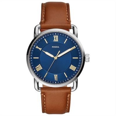 Fossil FS5661 Horloge Copeland staal-leder zilverkleurig-bruin 42 mm