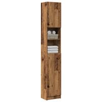 Badkamerkast 32x25,5x190 cm bewerkt hout oud houtkleurig