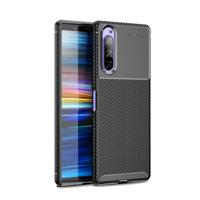 Kever serie Carbon Fiber textuur schokbestendig TPU Case voor Sony Xperia 2 (zwart)