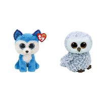 Ty - Knuffel - Beanie Boo's - Prince Husky & Owlette Owl