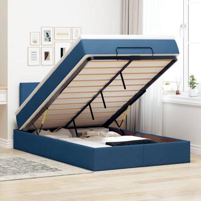 Bed met matras 120x200 cm stof blauw