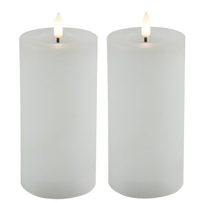 Countryfield LED kaarsen/stompkaarsen - 2x - wit - D7,5 x H15 cm - timer