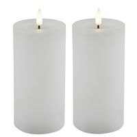 Countryfield LED kaarsen/stompkaarsen - 2x - wit - D7,5 x H15 cm - timer