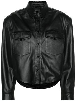 WARDROBE.NYC veste en cuir à épaulettes - Noir