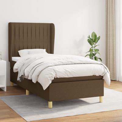 Boxspring met matras stof donkerbruin 90x190 cm