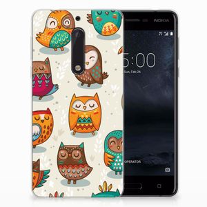 Nokia 5 TPU Hoesje Vrolijke Uilen