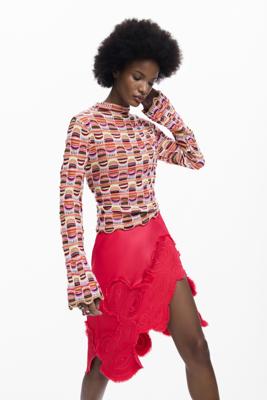 Kleurrijke gebreide trui - RED - M Kleurrijke gebreide trui - RED - M