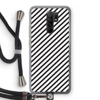 Strepen zwart-wit: Xiaomi Redmi 9 Transparant Hoesje met koord