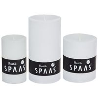 3x Witte woondecoratie kaarsen set rustiek 5 x 8 cm / 7 x 8 cm / 7 x 13 cm