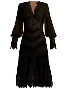 Tadashi Shoji robe en dentelle fleurie à col v - Noir