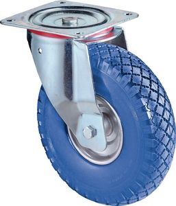 BS Rollen Zwenkwiel | wiel-d. 260 mm draagvermogen 160 kg | met schroefplaat wielbehuizing staal | polyurethaan blauw | 1 stuk - L400.C91.262