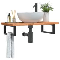 Badkamer wandschap staal en massief beukenhout