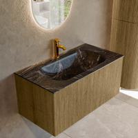 Badmeubel Mondiaz Kurve-Dlux | 90 cm cm | Meubelkleur Dusk | Wastafelkleur Lava | Solid surface | Wasbak midden spoelbak | 1 kraangat