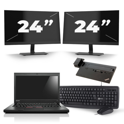 Lenovo ThinkPad L450 - Intel Core i5-4e Generatie - 14 inch - 8GB RAM - 256GB SSD - Windows 11 + 2x 24 inch Monitor