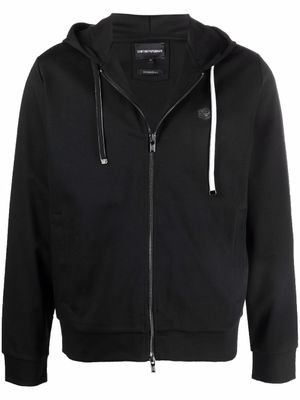 Emporio Armani hoodie zippé à patch logo - Noir