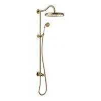 Tres Clasic glijstang set met regendouche 108 cm vintage Messing mat - thumbnail