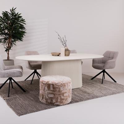 Livingfurn Ovale Eettafel 'Patrice' Mangohout, 230 x 110cm, kleur Ivoor