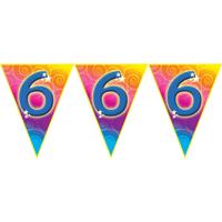 Leeftijd vlaggenlijn - 6 jaar - 5 meter - plastic - 6e verjaardag thema - versiering - slingers