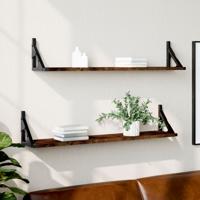 Wandschappen 2 st 80x15x15,5 cm bewerkt hout gerookt eiken