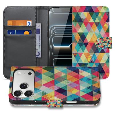 Geruit Patroon Ontwerp Met Drie Pasjes Opbergsysteem Hoesje Apple iPhone 17 Pro | Book Case