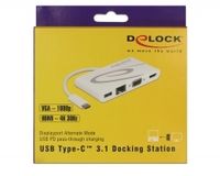 DeLOCK 87731 laptop dock & poortreplicator USB 3.2 Gen 1 (3.1 Gen 1) Type-C Grijs, Wit - thumbnail