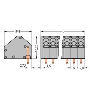 WAGO 806-107 Veerkrachtklemblok 1.50 mm² Aantal polen 7 Grijs 125 stuk(s)