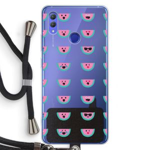 Smiley watermeloenprint: Honor Note 10 Transparant Hoesje met koord