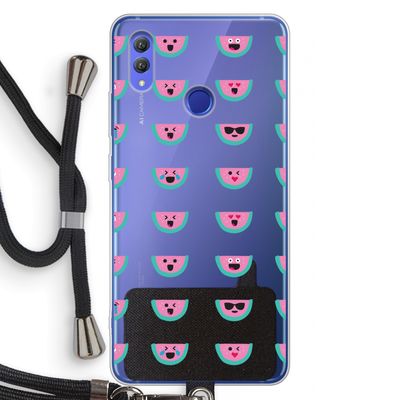 Smiley watermeloenprint: Honor Note 10 Transparant Hoesje met koord