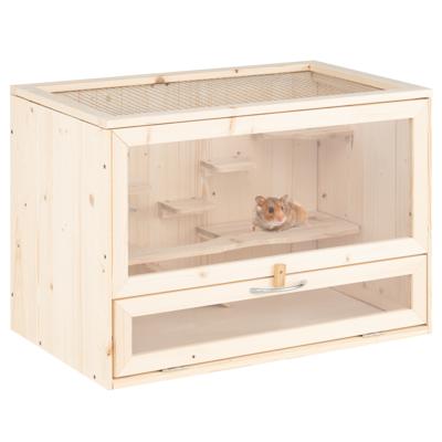 Houten Hamsterkooi met Net-opklapdeksel & Multi-trappen Hamster Leefruimte Ren