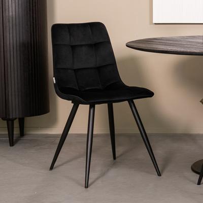 LABEL51 Eetkamerstoel Bistro - Zwart - Fluweel - Black Frame