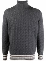 Brunello Cucinelli pull en maille torsadée à col roulé - Gris