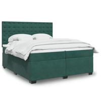 Boxspring met matras fluweel donkergroen 200x200 cm
