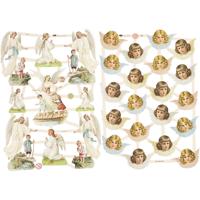 Vintage plaatjes, Nostalgische engelen, vel 16,5x23,5 cm, 2 vel/ 1 doos