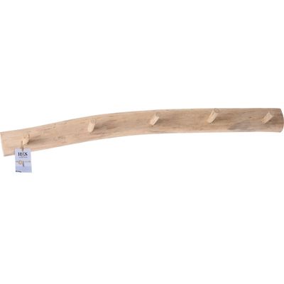 1x Teak Houten Kapstokken Met 5 Haken 80 Cm - Kapstokken