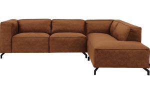 Goossens Bank Calvin cognac, micro leer, 2,5-zits, modern design met ligelement rechts