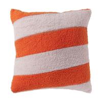 Kussen teddy streep - rood/oranje - 45x45 cm Kussen teddy streep - rood/oranje - 45x45 cm
