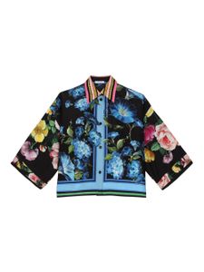 Dolce & Gabbana Kids chemise en soie à fleurs - Noir