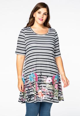 Yoek Tuniek wide bot stripe/flower | Multi | Maat 54/56