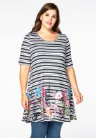 Yoek Tuniek wide bot stripe/flower | Multi | Maat 50/52