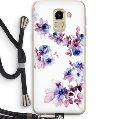 Waterverf bloemen: Samsung Galaxy J6 (2018) Transparant Hoesje met koord