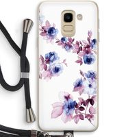 Waterverf bloemen: Samsung Galaxy J6 (2018) Transparant Hoesje met koord
