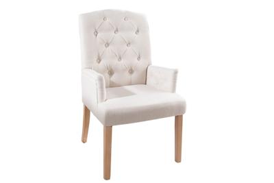Stoel CASTLE met armleuningen, structuurstof beige met chesterfield-quilting - 40073