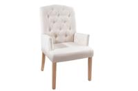 Stoel CASTLE met armleuningen, structuurstof beige met chesterfield-quilting - 40073