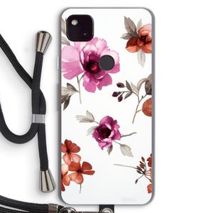 Geschilderde bloemen: Pixel 4a 5G Transparant Hoesje met koord