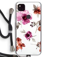 Geschilderde bloemen: Pixel 4a 5G Transparant Hoesje met koord